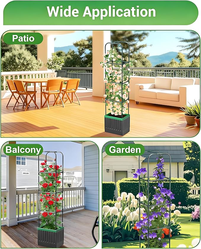 Raised Garden Bed with Trellis, Tomato Planter with Trellis, 68.7" Tomato Cage, Self-Watering, Expandable Structure, Indoor & Outdoor tomato pot for Climbing Plants, Vegetable Vines & Flowers