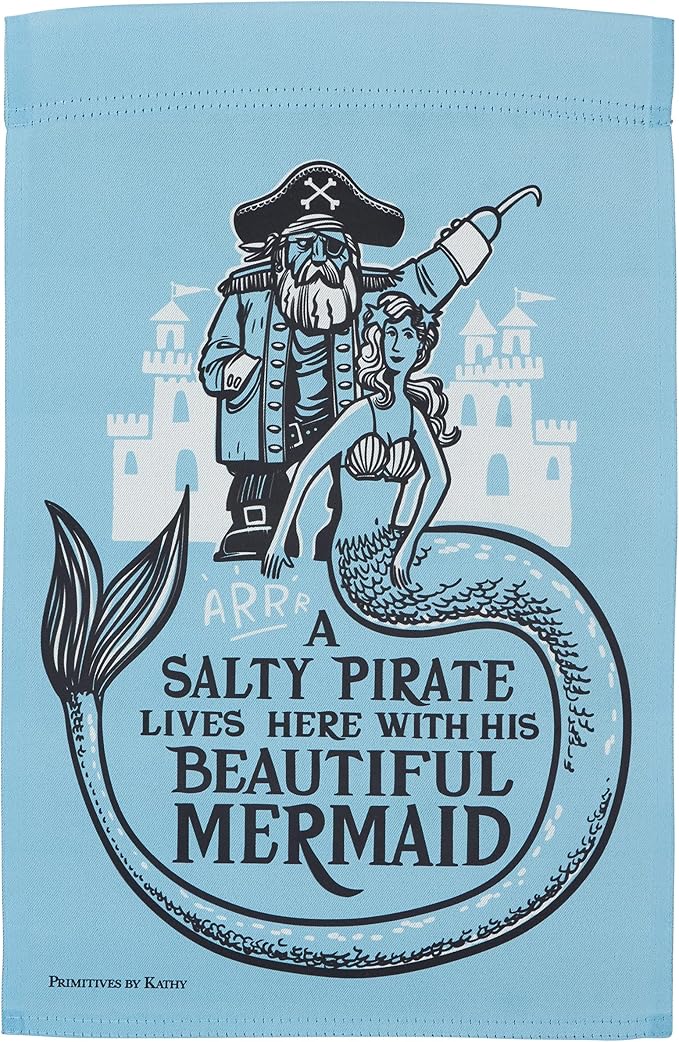 Primitives by Kathy Decorative Double-Sided Garden Flag - Salty Pirate Beautiful Mermaid