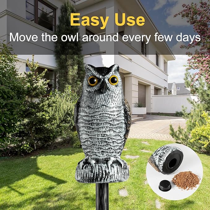 OFFO 2 Pack Plastic Owl Scarecrow for Halloween Decorations Outdoor Garden, Yard, Pool Decoration, 8.3 in Height