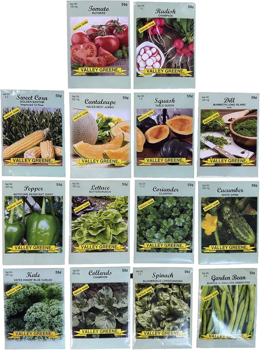 Heirloom Vegetable & Herb Seed Kit – 14 Variety Garden Pack – Non-GMO Seeds for Planting – Includes Tomato, Corn, Cucumber, Lettuce, Kale, Spinach & More