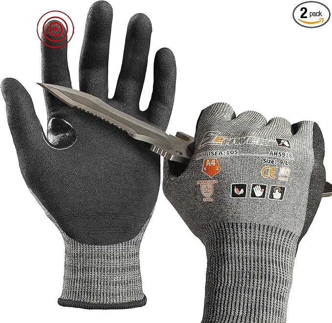 Schwer AIR-SKIN Cut Resistant Work Gloves AR5918 with Extreme Lightweight&Thin, Safety Cutting Gloves for Fishing, Refined Work, Garden, Touch-screen, 3D-Comfort Fit, Breathable, 2 Pair (M)