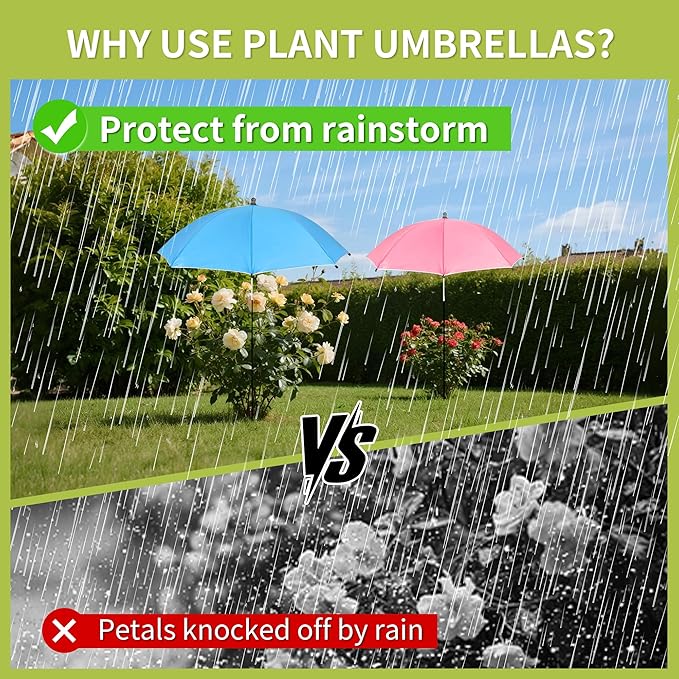 POPUPARTY Plant Shade Umbrellas for Outdoor Plants,23.6" Garden Umbrella for Plants with Adjustable Angle,Shade Cloth for Garden, Potted Plants, Patio Flowers