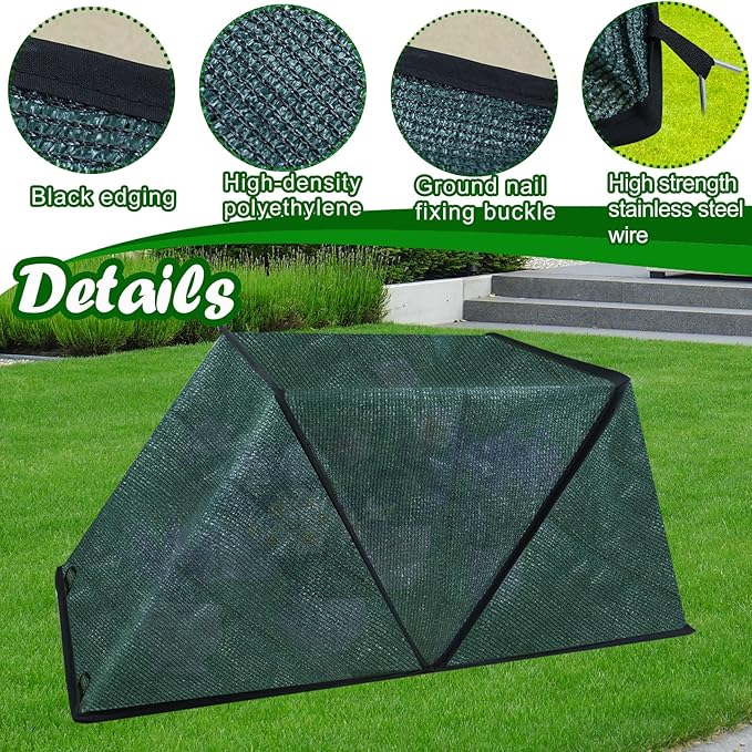 Mofuiry Foldable Plant Shade Tent, No Install Raised Garden Bed Sun Shade Cover with Stakes UV Resistant Summer Plant Protector Garden Sun Shade Cloth Net Crop Cages for Outdoor Plants, 32"x13"x14"