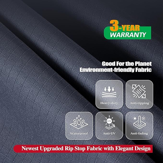 F&J Outdoors Patio Furniture Covers, Heavy Duty Tear Resistant Waterproof UV Resistant Windproof Outdoor Furniture Cover, Grey, 84" Dia x 31" H
