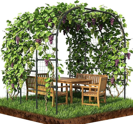 SUNYRISY Garden Arch Trellis for Climbing Plants Outdoor, 88" x 88" x 88" Metal Core Tall Archway Tunnel Plant Support for Cucumber Tomato Flowers Vegetables and Garden Gazebo