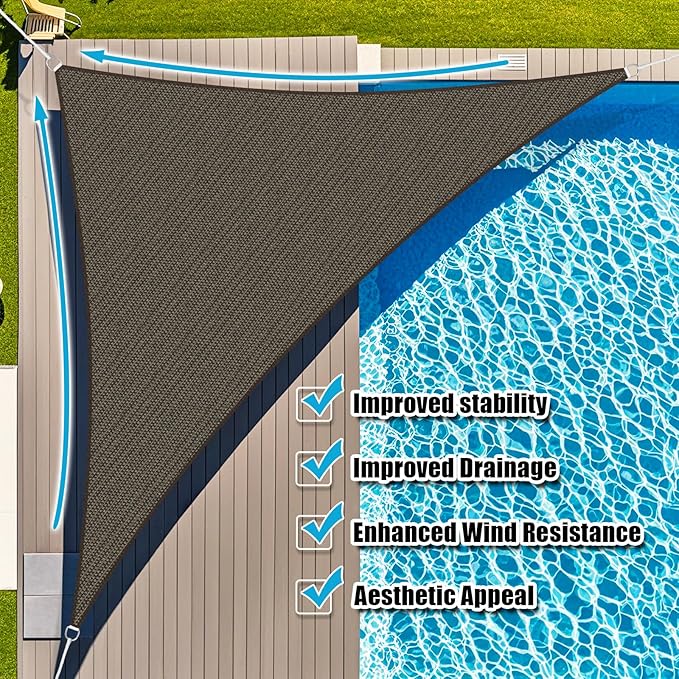 Amagenix Sun Shade Sail 5'X5'X5' Curved Edge Outdoor Shade Canopy Mocha Breathable 95% UV Block Shade Cloth for Patio Garden Backyard (We Make Custom Size)