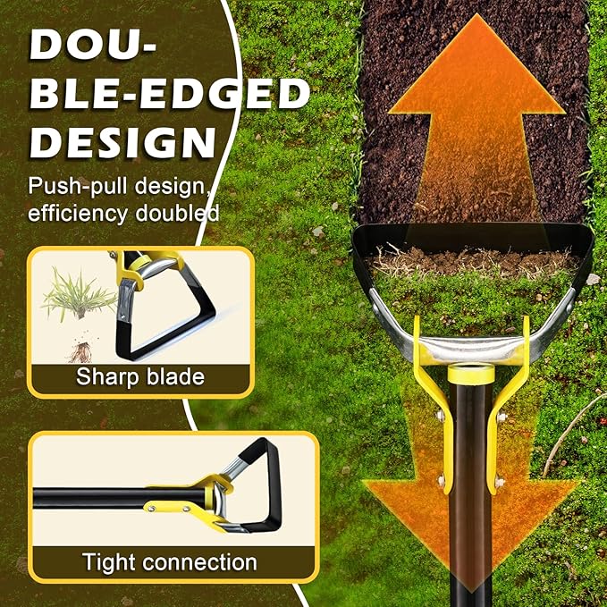 Stirrup Hoe,Effcient Scuffle Hoes with Sharp Blade,Adjustable Long-Handle Scuffle Hoe Garden Tool with 30-54 Inch,Action Hoe,Hula Hoes Garden Tool for Raised beds,Vegetable and Flower beds