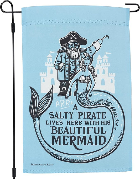 Primitives by Kathy Decorative Double-Sided Garden Flag - Salty Pirate Beautiful Mermaid