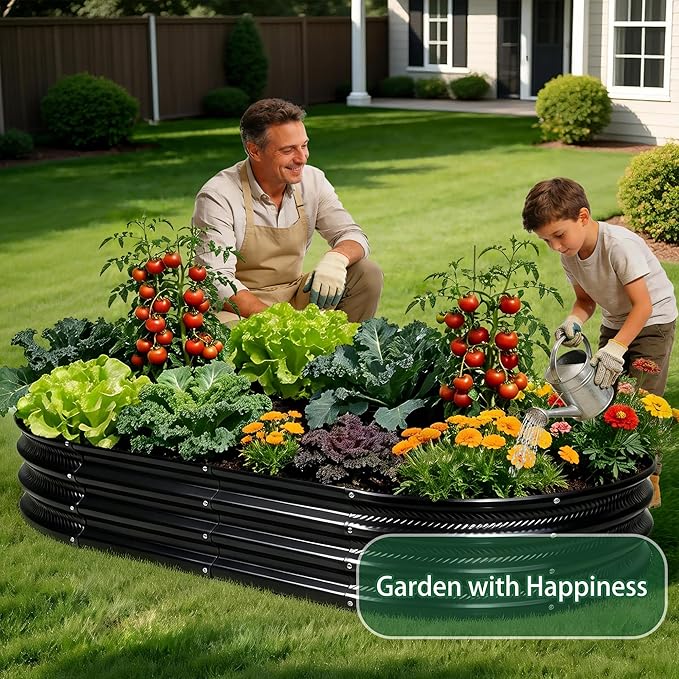 Gartist 8×4×1 ft Large Black Raised Garden Bed Planter, Easy Assembly Metal Garden Bed Outdoor for Vegetables, Flowers & Herbs
