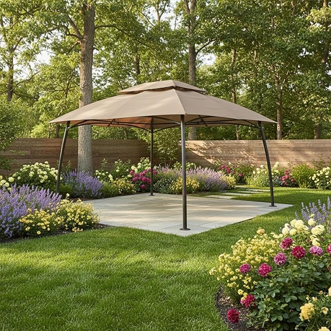 Garden Winds Reinforced RipLock 350 Replacement Canopy Top Cover Compatible with Barton 10' x 13' Gazebo Model 96139H - Beige