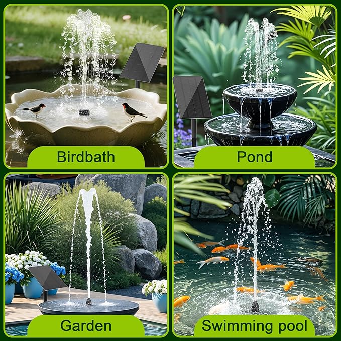 Solar Water Fountain for Bird Bath Solar Water Pump with Seperated Solar Panel 2.5w 5v Solar Powered Water Fountain for Small Pond Garden Water Feature Decoration