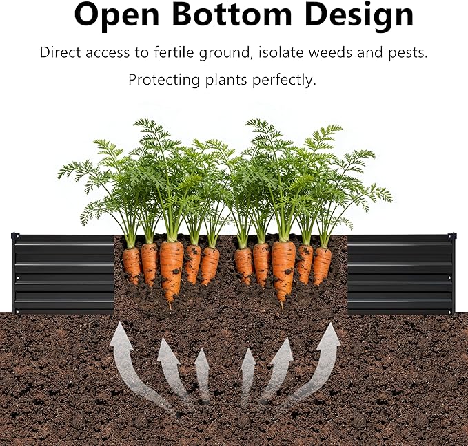 zunatu 8x2x1 ft(2 Pack) Galvanized Raised Garden Bed,Outdoor Planter Box Metal Patio Kit Planting Bed for Vegetables Flowers and Succulents,Black