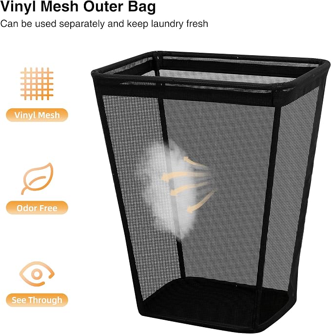 STO STO 75L Laundry Hamper, Space Saving Freestanding Clothes Basket with Iron Frame, Dirty Clothes Storage Bin with Removable Washable Liner for Bedroom, Bathroom, Dorm, Closet, Apartment, Gray