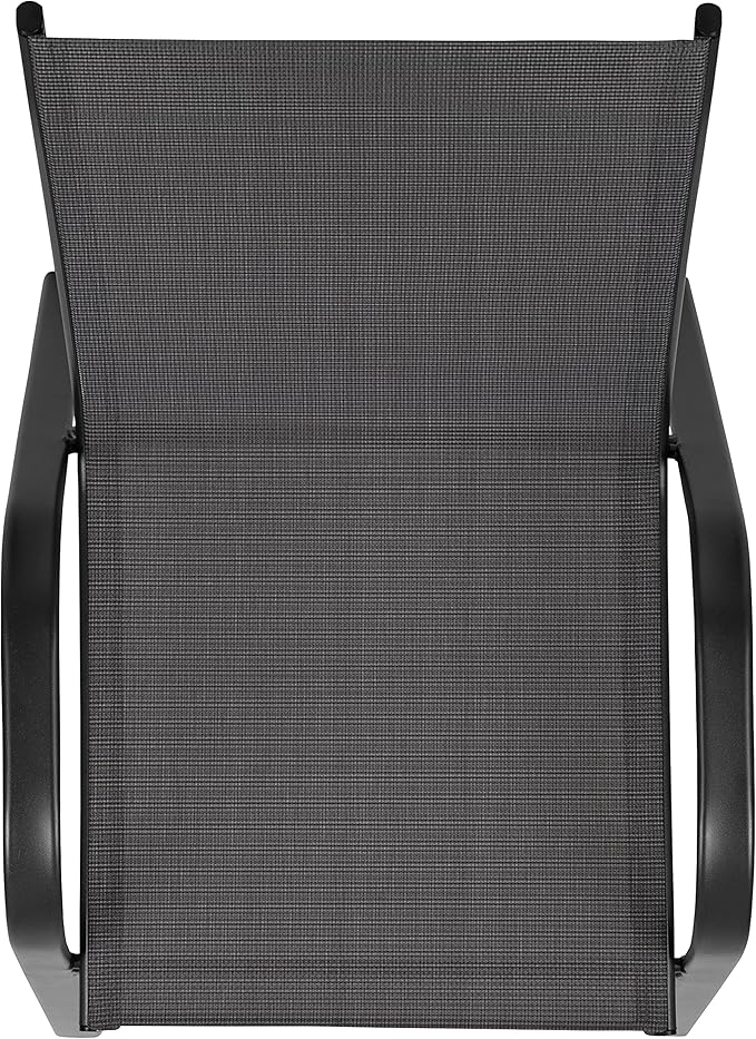 Flash Furniture Brazos Series Outdoor Stackable Patio Chairs with Flex Comfort Material, Stacking Outdoor Modern Sling Patio Chairs, Black (Pack of 4)