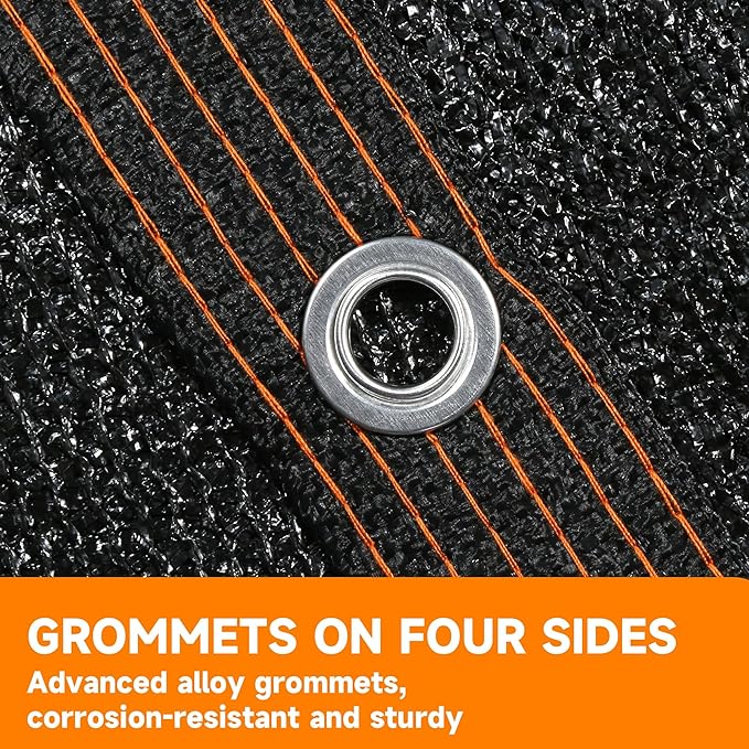 90% Shading Rate 16'x20' Black Shade Cloth,UV Resistant Durable Mesh Tarp with Grommets&Reinforced Edges, Shade Net Using for Plants Cover, Greenhouse, Dog Kennel, Patio, Chicken House