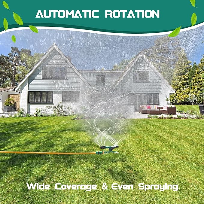 Sprinkler for Yard, Rotating Garden Sprinkler for Large Area Coverage, Lawn and Yard Adjustable Sprinklers