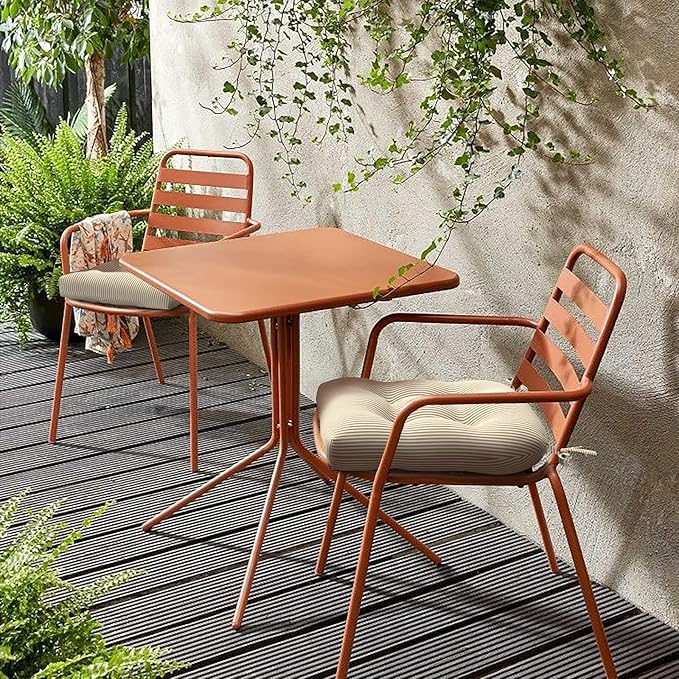 LVTXIII Outdoor Seat Cushions Seasonal Tufted Chair Cushions, Patio Chair Pads for Dining Chairs, Office Armchairs and Garden Furniture Decoration (Round Back, 19”x19”x4”, Stripe Beige, 2 Pack)