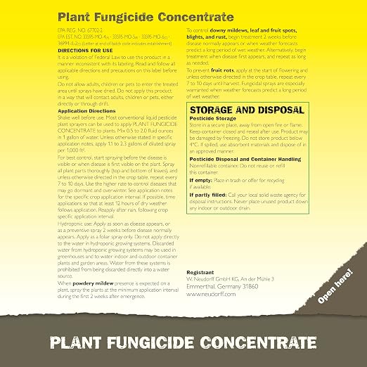 Neudorff Plant Fungicide Concentrate for Roses, Fruits & Vegetable 16 OZ | Ready-to-Use Copper Soap Fungicide Control Powdery Mildew and Other Diseases and Fungus for Organic Gardening,