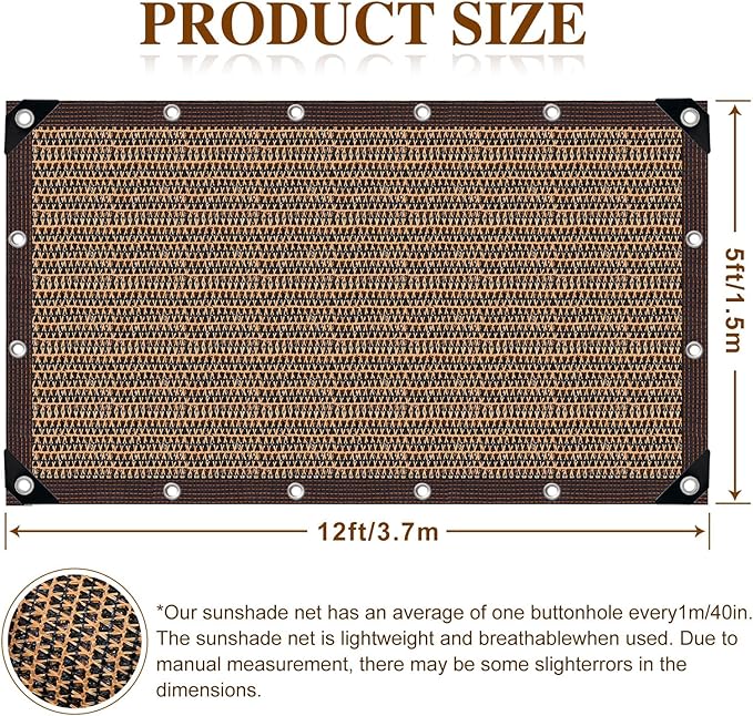 80% Shade Cloth, Durable Mesh Tarp with Grommets, Garden Sunblock Shade Cloth Shading Antifreezing for Plants Cover, Greenhouse, Barns Kennel, Patio, Tomatoes
