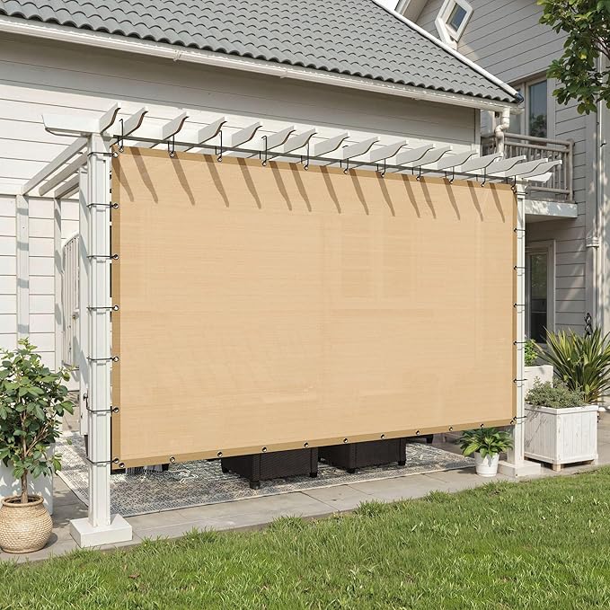 90% Shade Cloth 12×12 FT with Grommets, Outdoor Sun Shade Cloth UV Block Shade Fabric for Patio, Backyards, Carport, Garden, Wheat