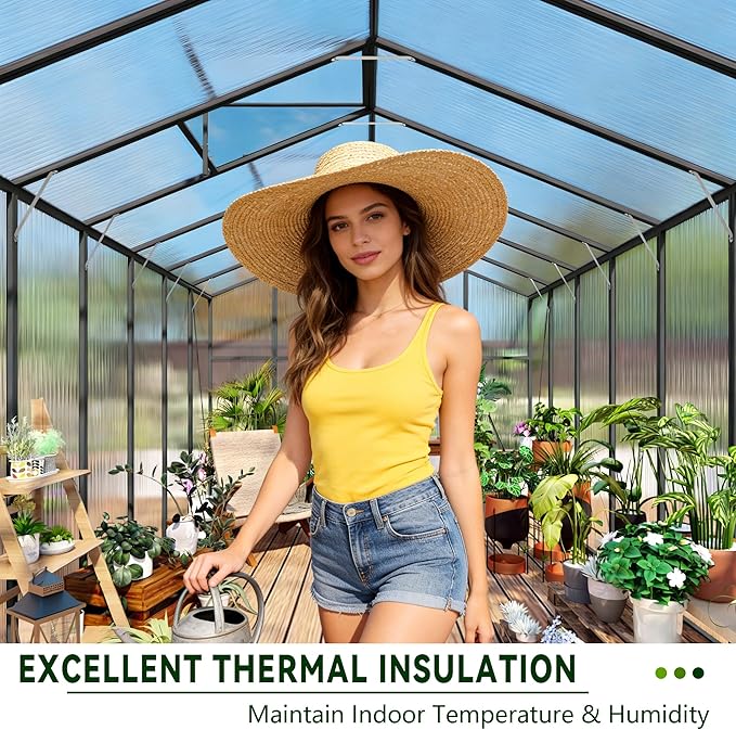 16 Pcs Polycarbonate Greenhouse Panels, 4’ x 2’ x 0.24” Polycarbonate Sheet, Twin-Wall Plastic Panels for DIY Cold Frame & Pergola Roof, Window, Wall