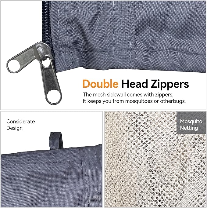 Covered Outdoor Universal Gazebo Mosquito Netting Replacement - 10' x 12' 4-Panel Screen Walls with Double Zipper for Outdoor Patio Canopy Garden Gazebos, Slate Gray and Beige