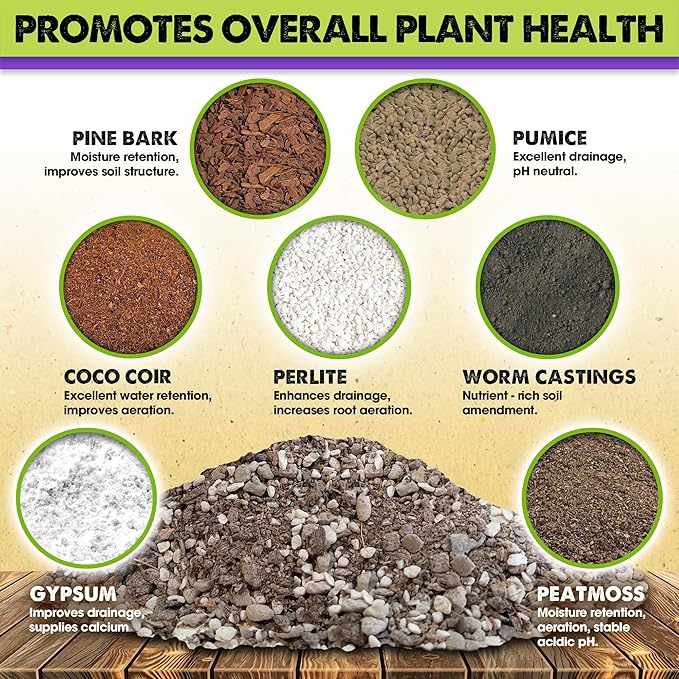 DUSPRO Recycle 8QRT Pre-Mixed House Plant Soil Aroid Potting Mix 7-in-1 with Coco Coir, Peat Moss, Perlite, Worm Casting, Pumice, Pine Bark & Gypsum, Tropical Potting Mix for Indoor Plants, Herbs