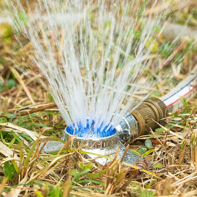 Hourleey 360 Degree Metal Spot Sprinkler, 2 Pack Circle Pattern Sprinkler with Gentle Water Flow for Small Area Yard Lawn Garden Watering, Coverage Up to 30FT (Blue)