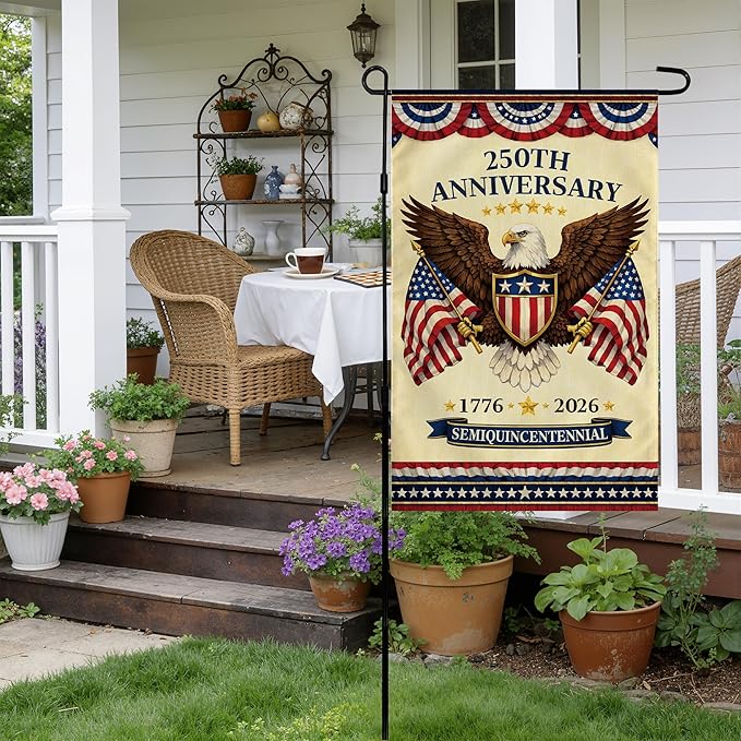 4th of July Decorations - 250th Anniversary Garden Flag | Fourth of July Decor Patriotic USA Banner,1776-2026 Independence Day Decorations Accessories for Garden Yard Porch Patio Lawn Outdoor Outside
