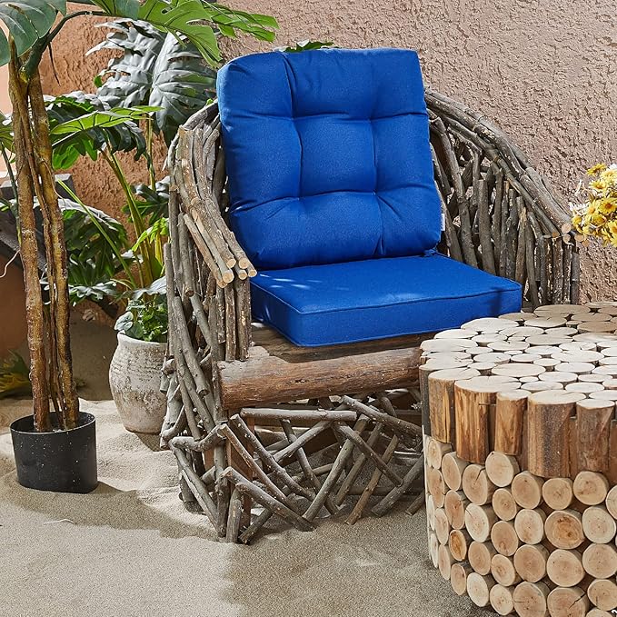 JMGBird Seat/Back Outdoor Chair Cushion Tufted Pillow, Deep Seat Cushion Set 22"x22", Outdoor Cushion for Patio Furniture