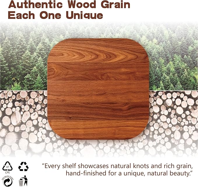 Solid Wood Floating Shelves,23.6in Finished Real Wood Wall Shelves with Heavy-Duty Hidden Bracket, Easy Installation, Set of 2, 23.6in x 7.1in x 1.5in, for Living Room Bedroom Kitchen,Bronze