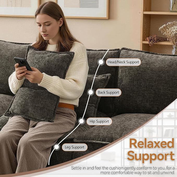 130" Oversized U-Shape Storage Sofa Modular Couch with 2 Ottomans,Brown