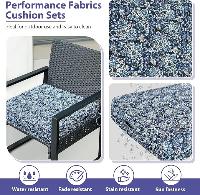 IPYNBAP Outdoor Chair Cushions Set of 4,Waterproof Outdoor Seat Cushions for Patio Furniture,Patio Chair Cushion with Handle and Ties, Out Door Chair Pads,18.5" x 16" x 3", Green Paisley
