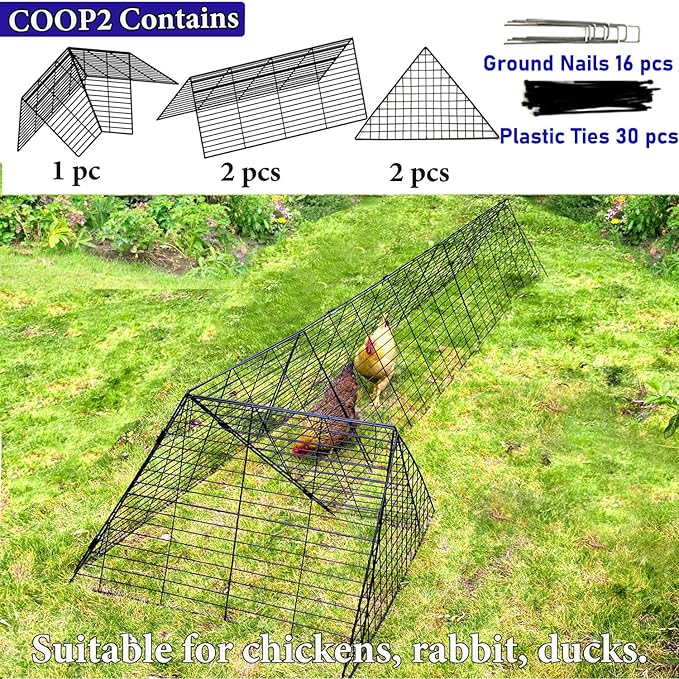 Heavy Duty Chicken Run Tunnel for Yard & Outside, Foldable & Expandable Chicken Tunnel, Portable Predator-Proof Poultry Playpen for Chickens, Rabbits & Ducks