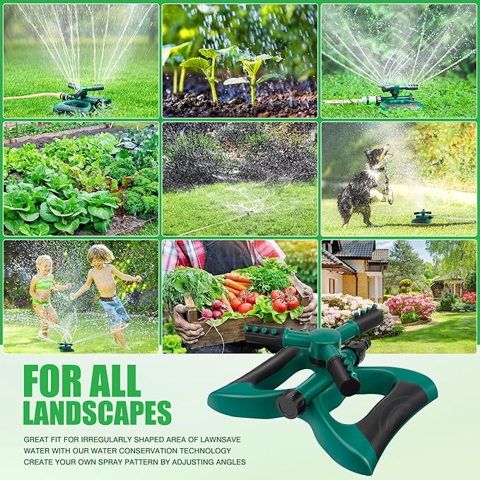 UNIFUN Sprinkler for Yard, Rotating Water Garden Sprinkler for Large Area Coverage, Lawn and Yard Sprinklers