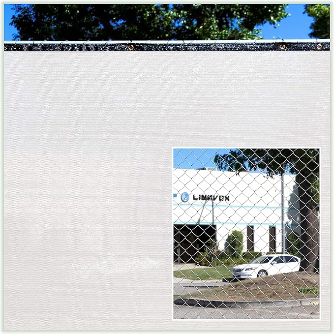 ShadeMart 4' x 62' Fence Privacy Screen White Heavy Duty 170 GSM Fencing Mesh Shade Net with Grommets & Zip Ties, 90% Blockage Fence Screen for Balcony Yard Outdoor Garden Pool (We Customize Size)