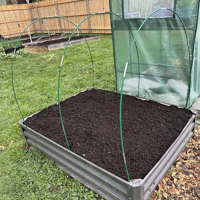60PCS Garden Hoops for Raised Beds & 30PCS Tomato Clips, Greenhouse Hoops for Netting, Rust-Free Diameter 0.23” Plant Support Garden Stakes Can Cover 2.8ft-3.5ft in Width (60PCS+30 Clips)