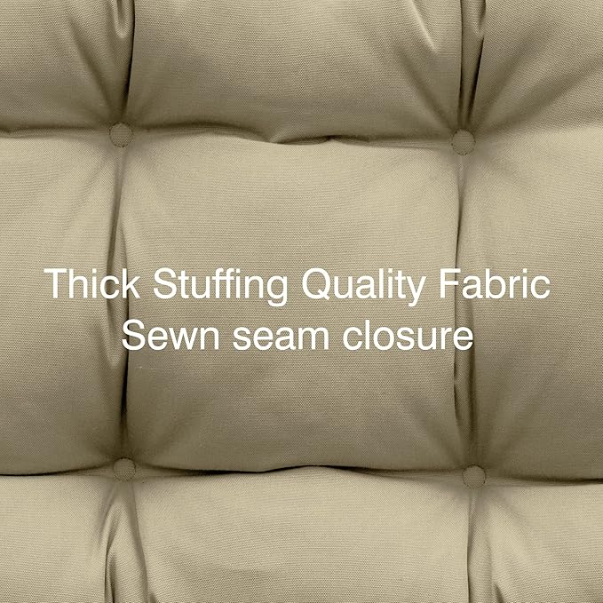 QILLOWAY Outdoor Chair Cushion for Patio Furniture, Waterproof Patio Cushions Set of 2 with Ties, Fade Resistant Replacement Pads for Outdoor Rocking Chairs,Beige