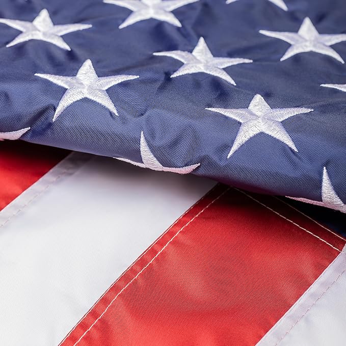Evergreen Flag American Flag 3'x5' Estate Size with 2 Grommets | Heavy Duty Outdoor Flag | Embroidered Stars and Stripes and Quadruple Stitched Edge | USA Residential or Commercial