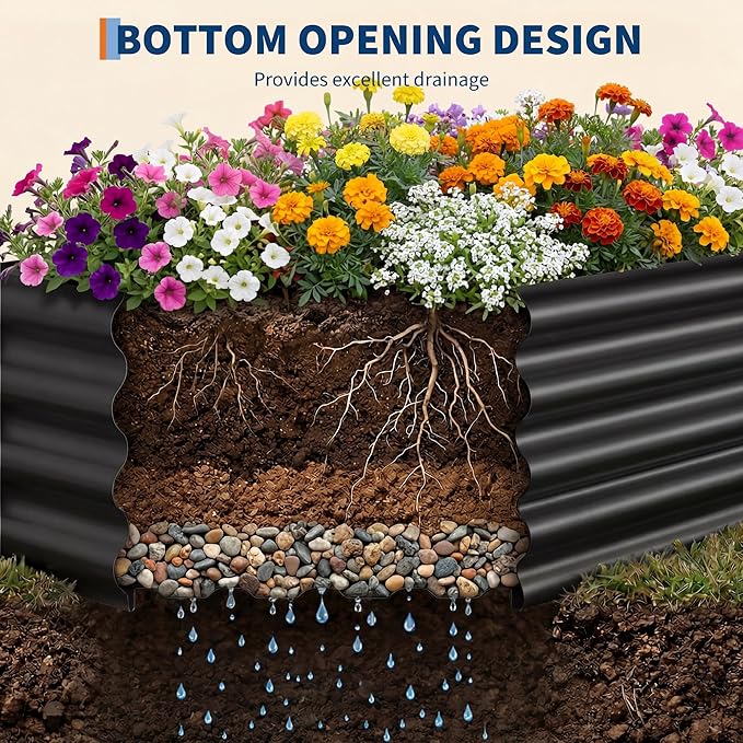 Raised Garden Bed with Cover, 8x4x1 Ft Raised Garden Beds Outdoor Galvanized Metal Planter Box with 2 Screen Windows, Mini Greenhouse for Vegetables and Flowers