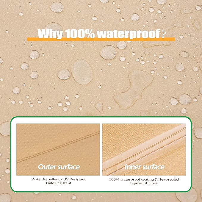 F&J Outdoors Patio Furniture Covers Waterproof UV Resistant Rip-stop Fabric Round Outdoor Furniture Cover, 96" Dia x 27.5" H