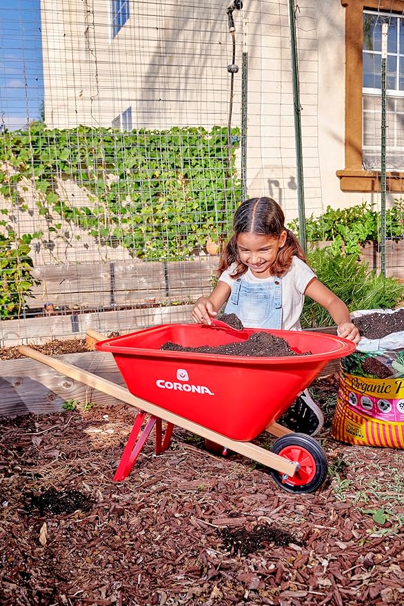 Corona Kids Poly Wheelbarrow Lightweight Great Gift for Kids, Enjoy The Outdoors with Adults