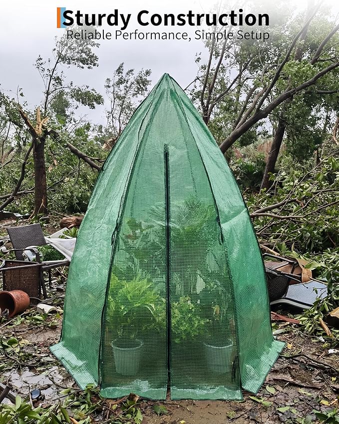 Garvee Mini Greenhouse, 54"x54"x71" Small Greenhouse for Outdoors, PE Cover with Roll-Up Zipper Door and Mesh Window, Portable Garden Greenhouse for Vegetables Flowers Herbs
