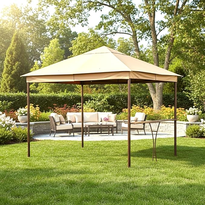 Garden Winds Custom Fit Replacement Canopy Top Cover Compatible with The RN73277 2010 Sonoma 10' x 10' Gazebo - Classic Sand, 350