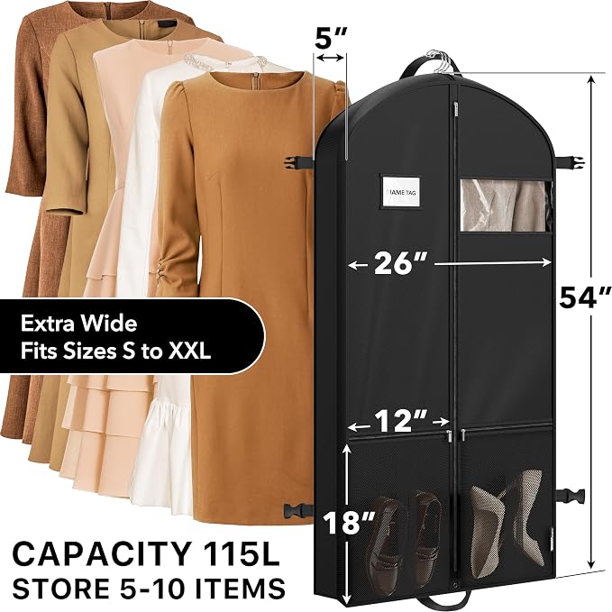 Simple Houseware 54" Travel Garment Bag with Pockets, Heavy Duty Suit Bag