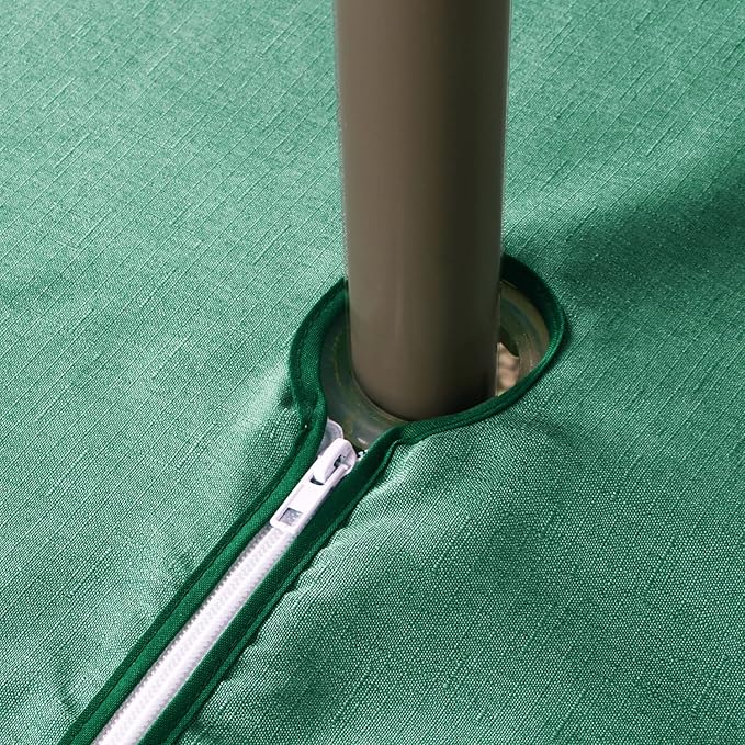 Outdoor Tablecloth Wrinkle-Free Stain Resistant Waterproof Polyester Fabric Table Cover with Zipper Umbrella Hole for Picnic/Party/Dinner/Patio Garden(70inch Round,Zippered,Green)