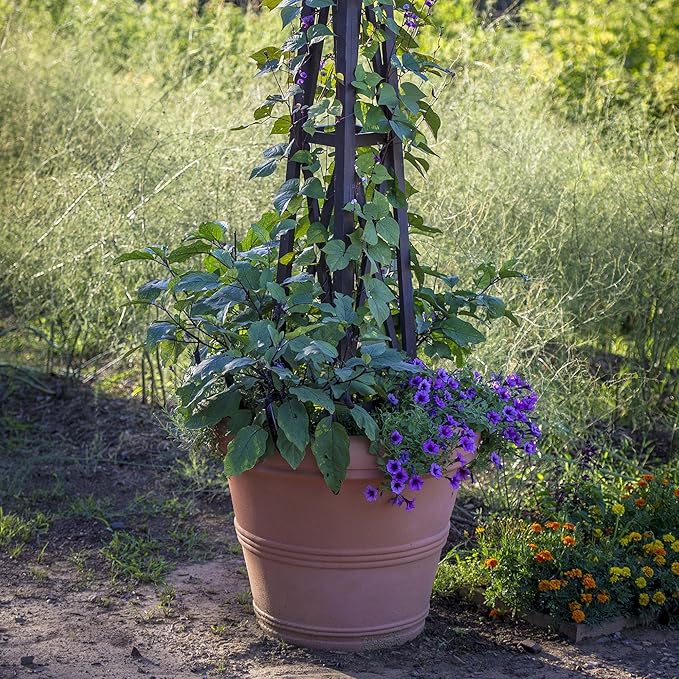 Crescent Garden Brunello Planter, Classic Rolled-Rim Plant Pot, Lightweight, Indoor & Outdoor Large Flowerpot - UV Safe & Frost Resistant - 27" W (Rust)