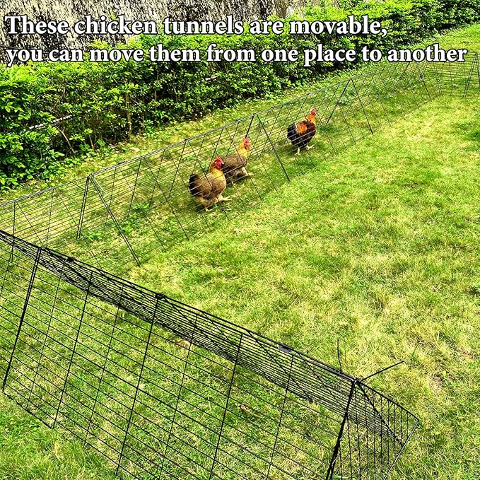 Heavy Duty Chicken Run Tunnel for Yard & Outside, Foldable & Expandable Chicken Tunnel, Portable Predator-Proof Poultry Playpen for Chickens, Rabbits & Ducks