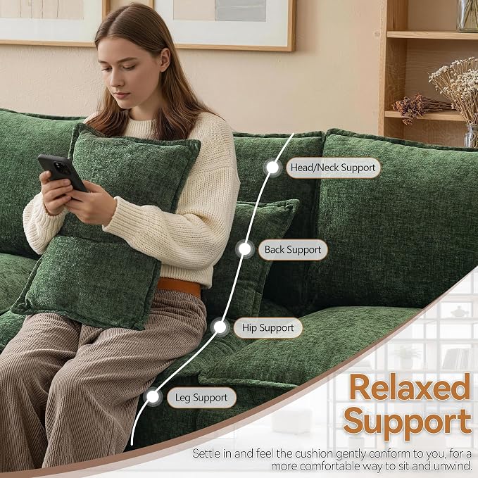105" Storage V-Shaped Modular Sectional Sofa with 2 Ottomans, Green