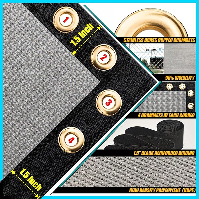 ShadeMart 4' x 42' Fence Privacy Screen Grey Heavy Duty 170 GSM Fencing Mesh Shade Net with Grommets & Zip Ties, 90% Blockage Fence Screen for Balcony Yard Outdoor Garden Pool (We Customize Size)
